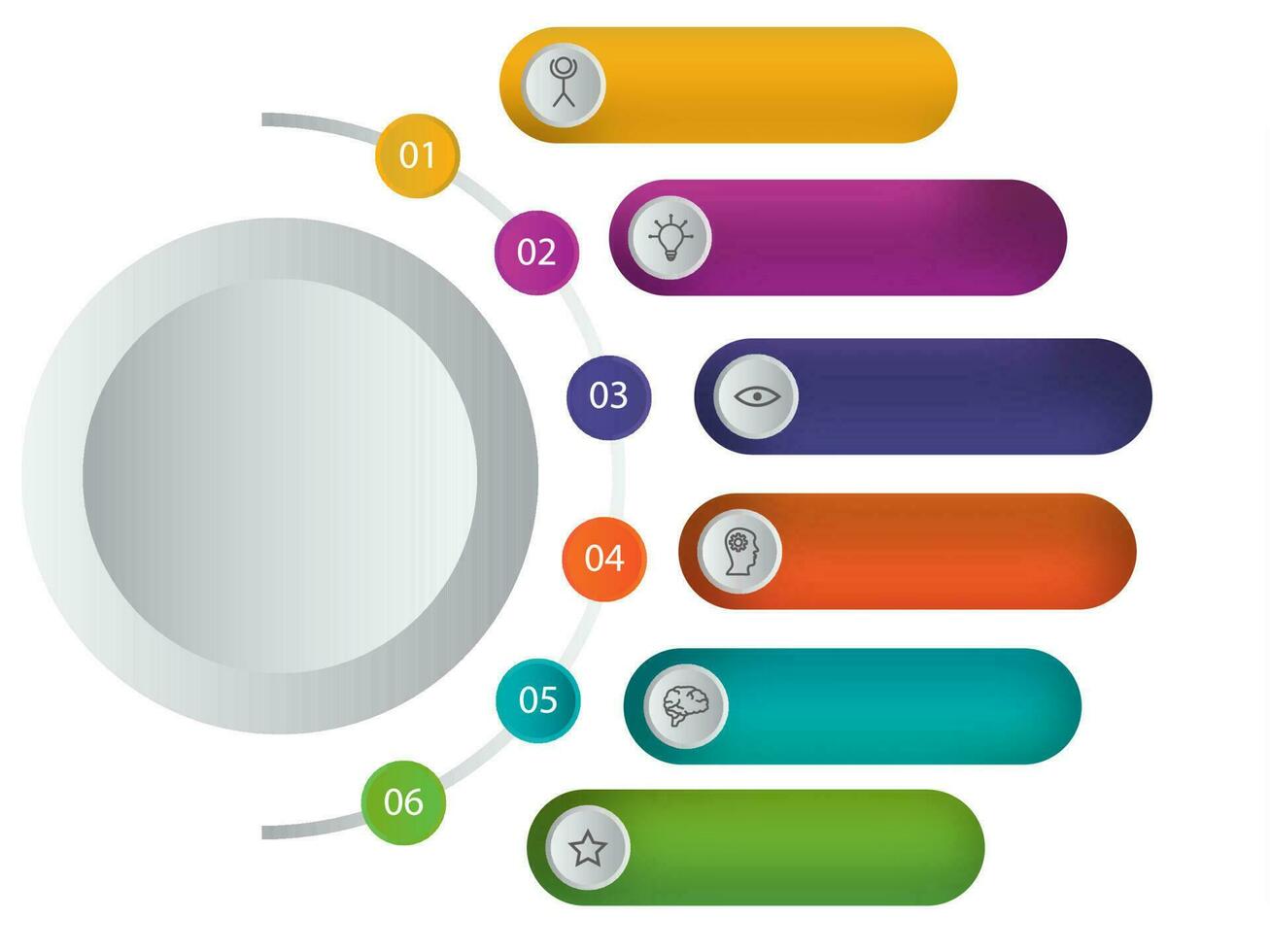 bedrijf infographic sjabloon lay-out met kleurrijk zes opties kan worden gebruikt voor werkstroom, diagram Aan wit achtergrond. vector