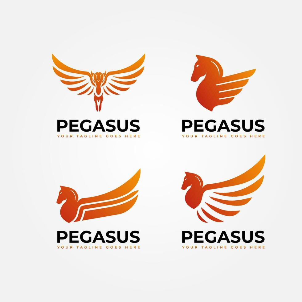 modern Pegasus logo vector ontwerp in helling oranje kleur