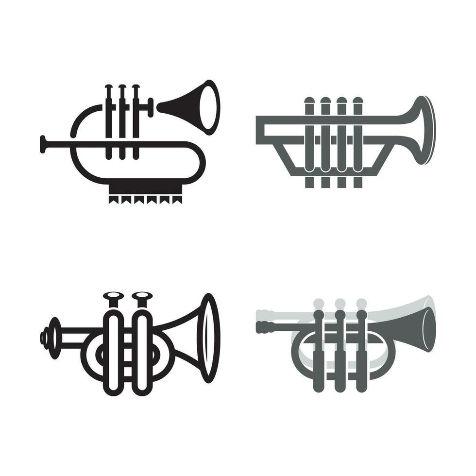 musical instrument gemakkelijk icoon trompet voor jazz- muziek- vector