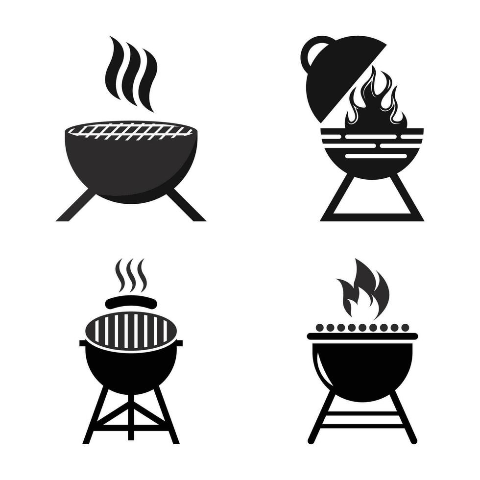 bbq rooster gemakkelijk en symbool icoon met rook of stoom- logo vector