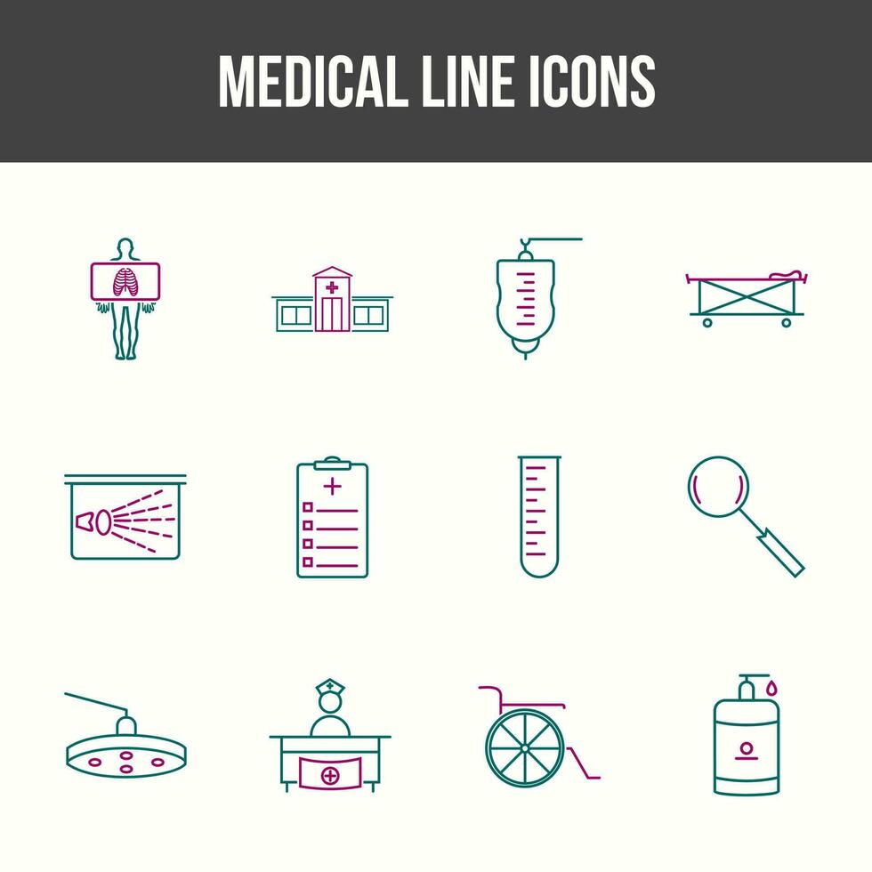 unieke medische lijn icon set vector