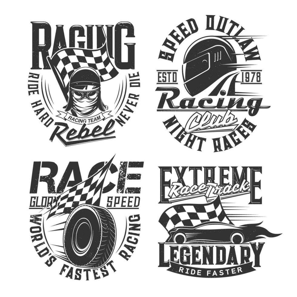 auto racing club, autosport team t-shirt prints vector