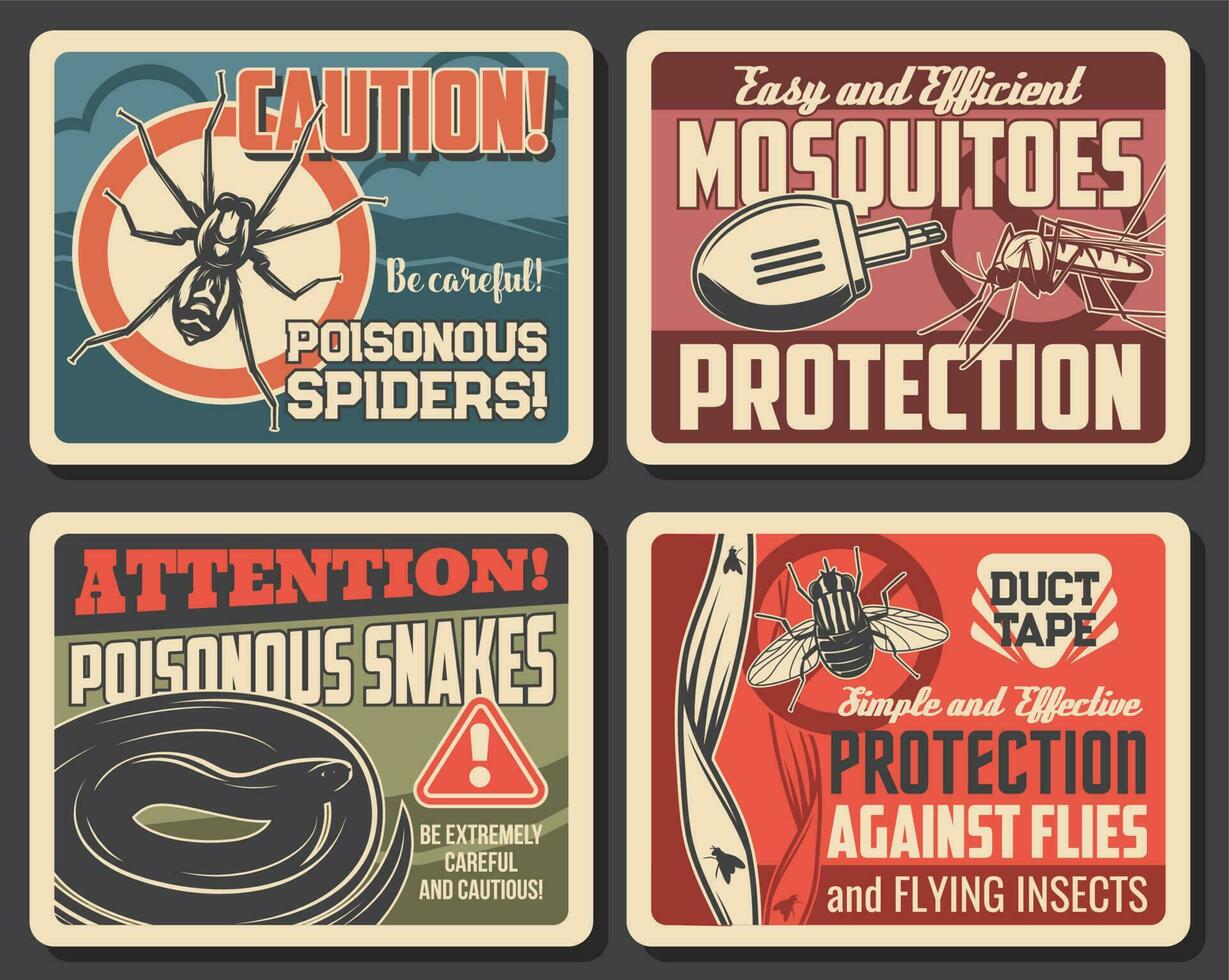 mug en vliegt bescherming, slangen en spin vector