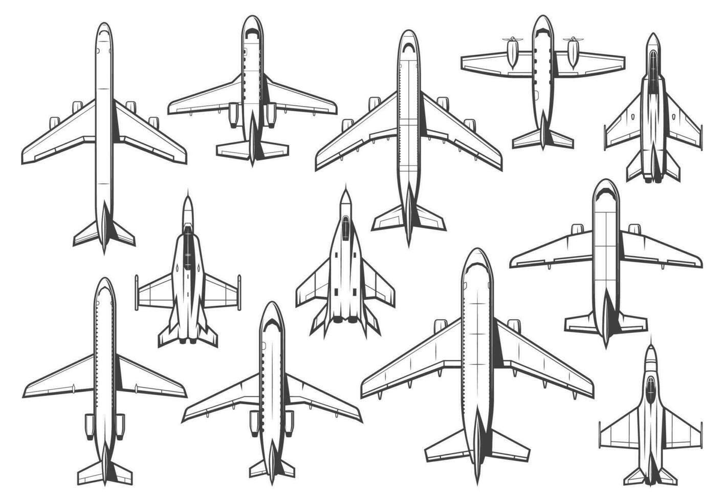 modern civiel en leger vliegtuig vector reeks