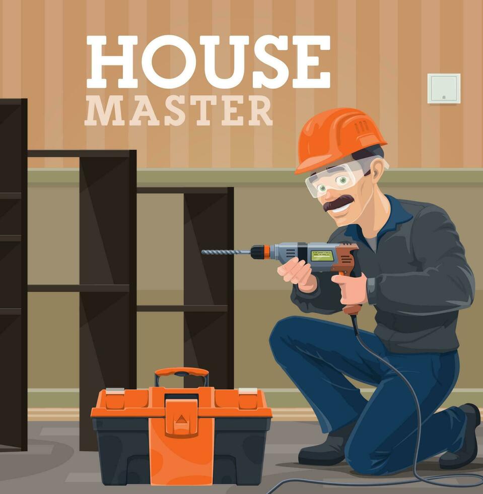 huis reparatie en vernieuwing onderhoud meester vector