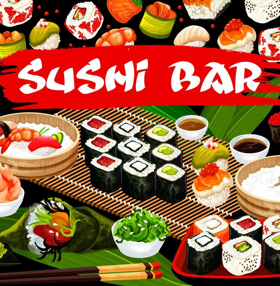 sushi bar, Japans cusine vector Japan voedsel.