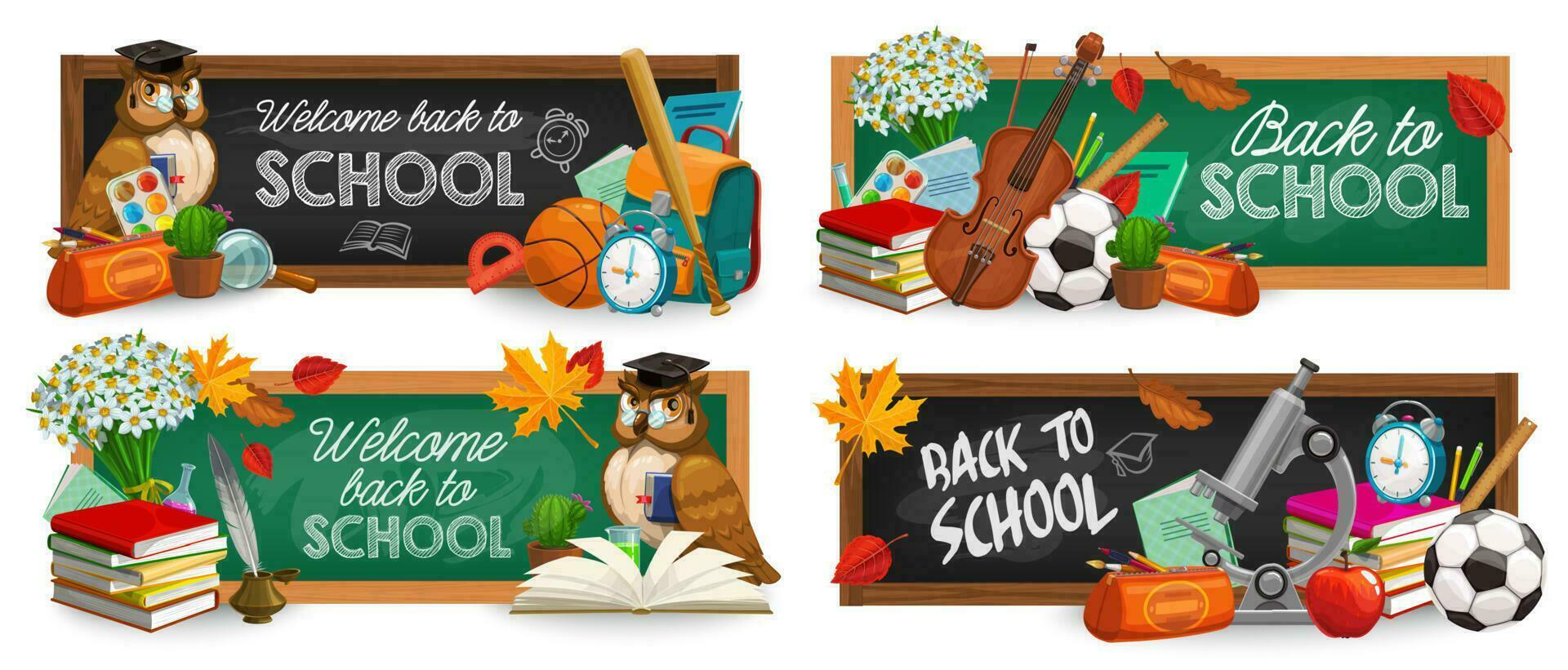 school- opleiding, schoolbord vector banners