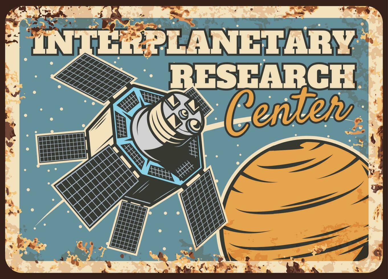 interplanetair Onderzoek centrum roestig metaal bord vector