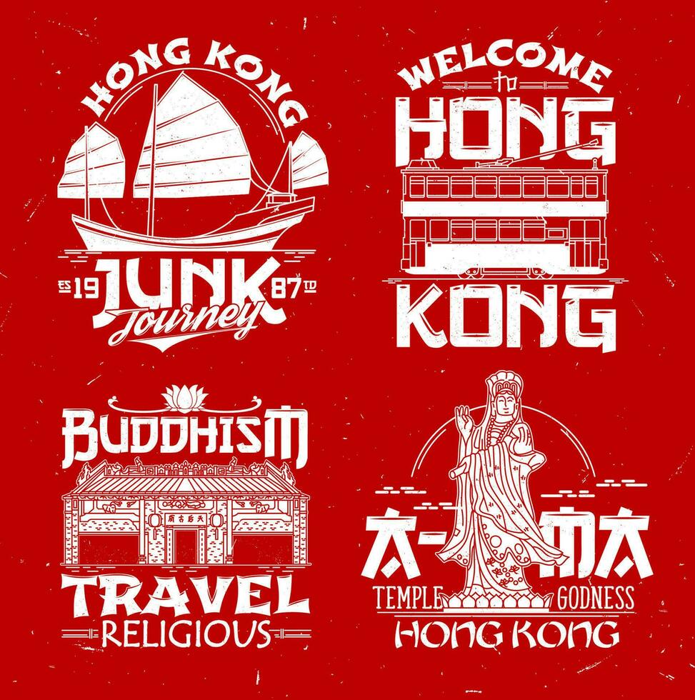 hong Kong vector prints beroemd Chinese oriëntatiepunten