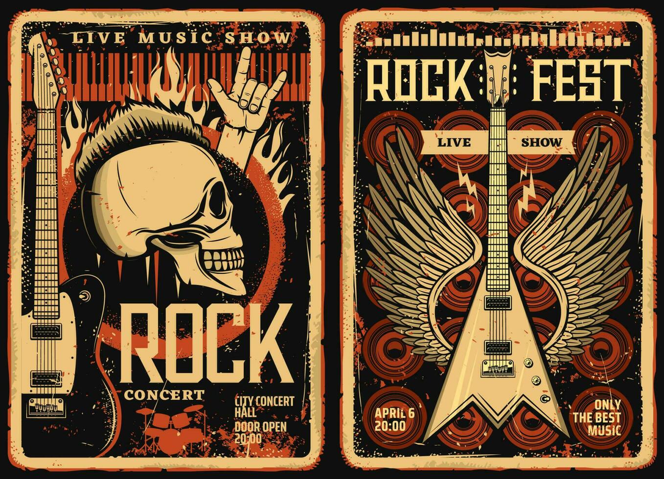 rots fest posters flyers, concert muziek- festival vector