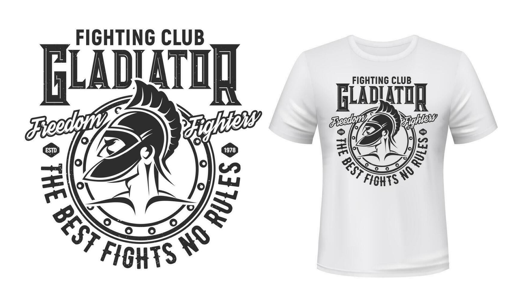 gladiator krijger t-shirt afdrukken, strijd club mascotte vector