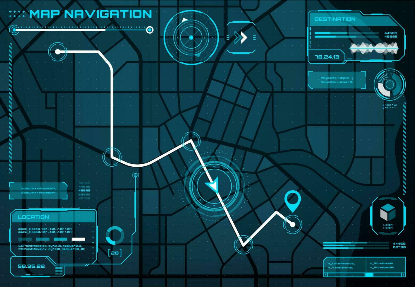 hud stad kaart navigatie koppel scherm, route vector