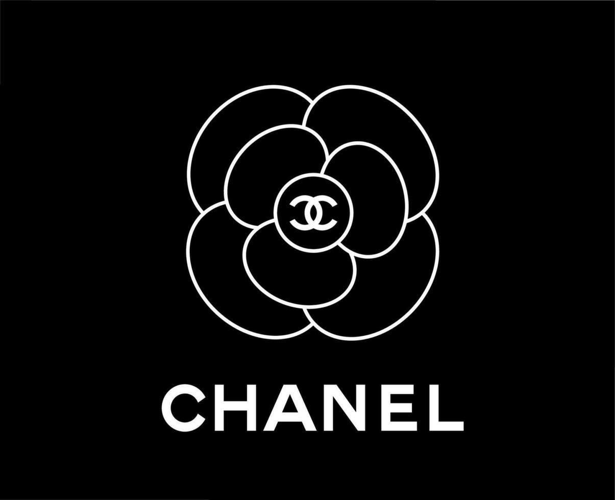 chanel symbool logo merk kleren met naam wit ontwerp mode vector illustratie met zwart achtergrond