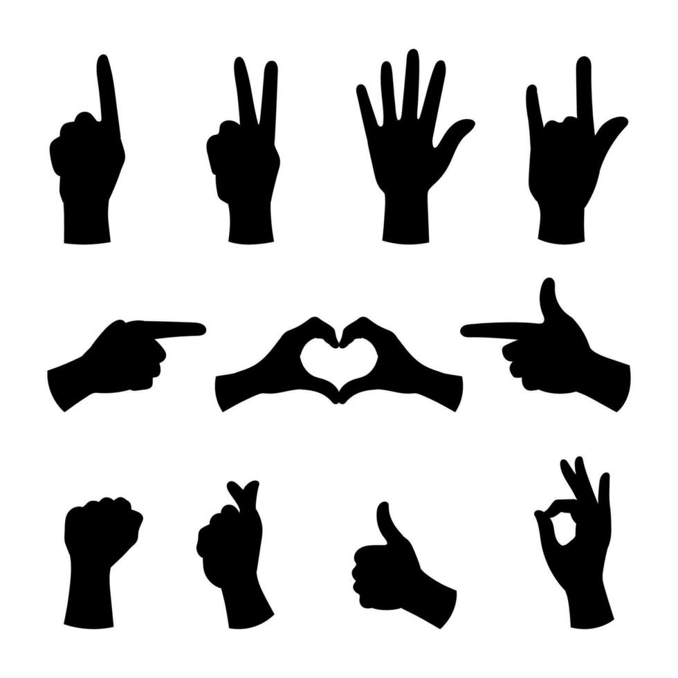 hand- gebaar silhouet vector