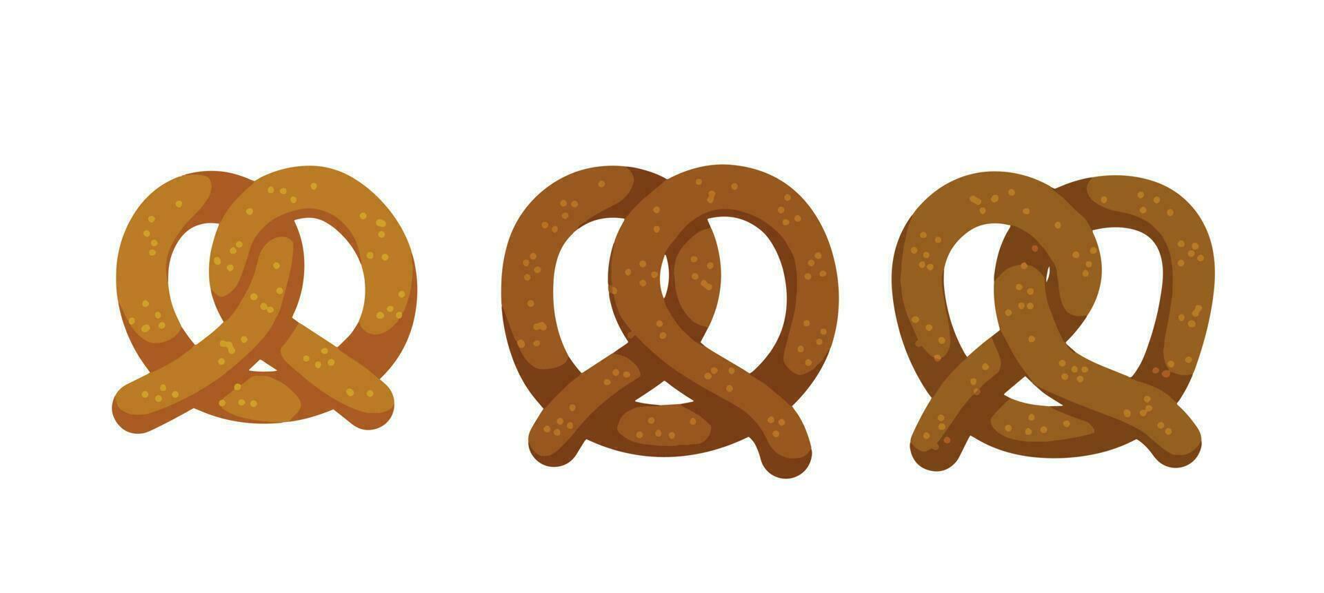 zoute krakeling vers gebakjes. gerold brood. Duitse traditioneel bretzel of donut. bruin tarwe voedsel. vlak tekenfilm illustratie vector