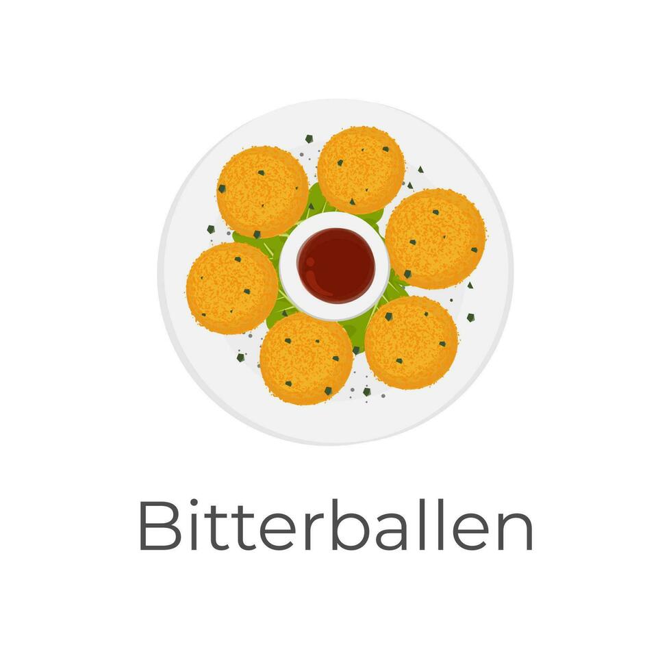 Nederlands bitterballen illustratie logo geserveerd Aan een bord met saus vector