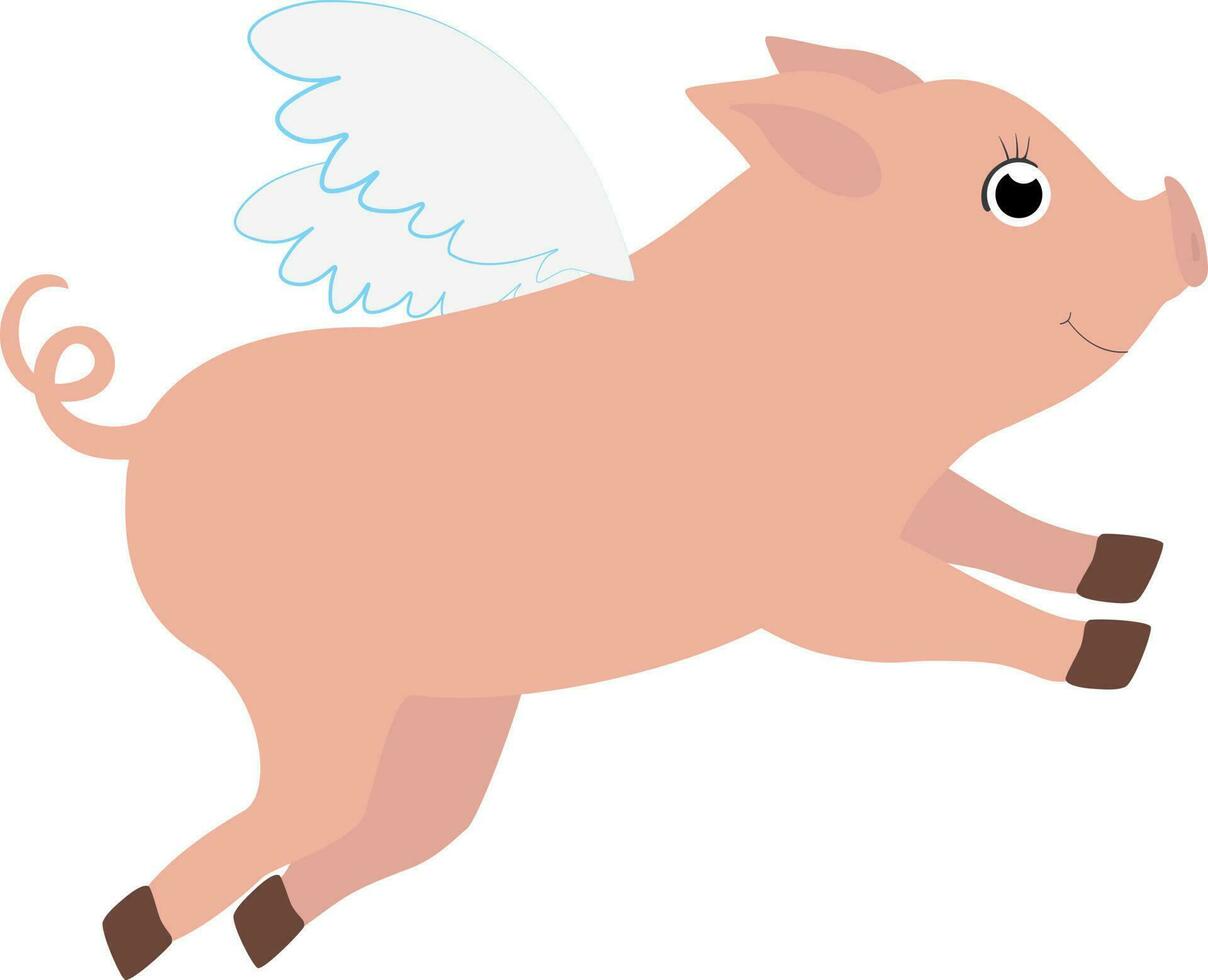 vector illustratie van vliegend varken met Vleugels karakter in tekenfilm stijl. vector big Cupido met Vleugels voor st valentijnsdag dag