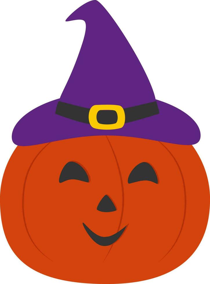 vector illustratie van halloween pompoen met hoed in tekenfilm stijl. vector jack O lantaarn karakter ontwerp