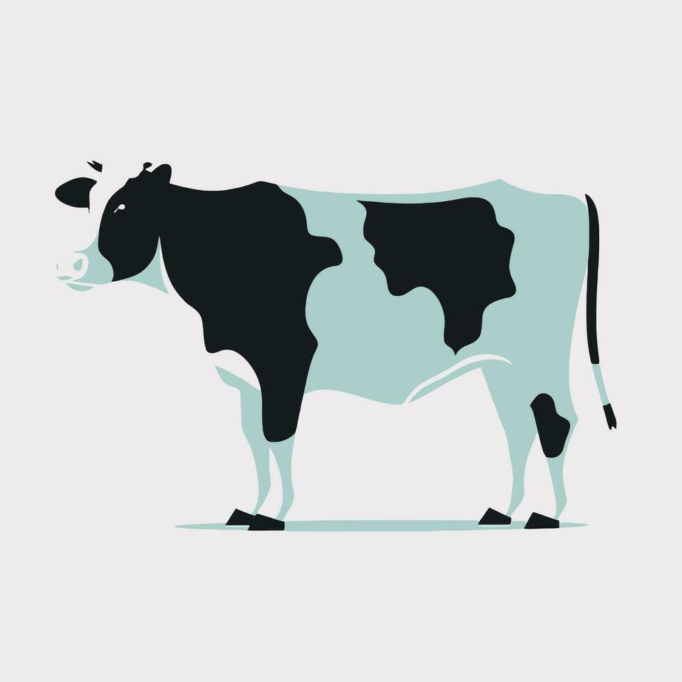 de koe gaat loeien. vector illustratie van een loeien koe in gemakkelijk kinderen stijl.