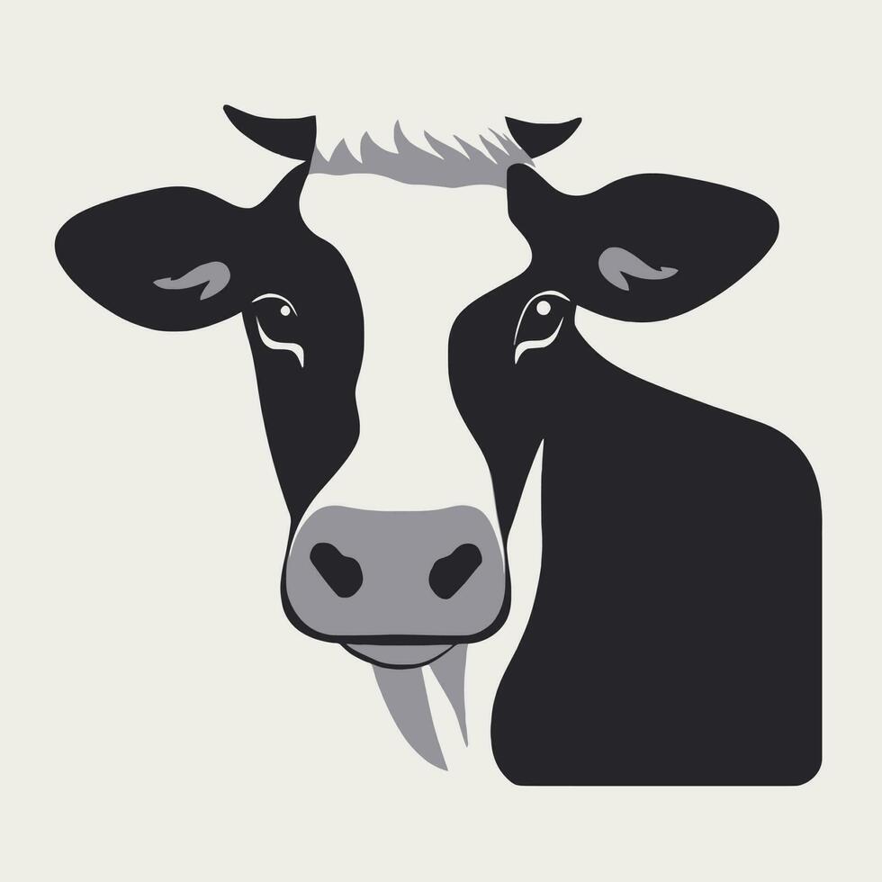 de koe gaat loeien. vector illustratie van een loeien koe in gemakkelijk kinderen stijl.