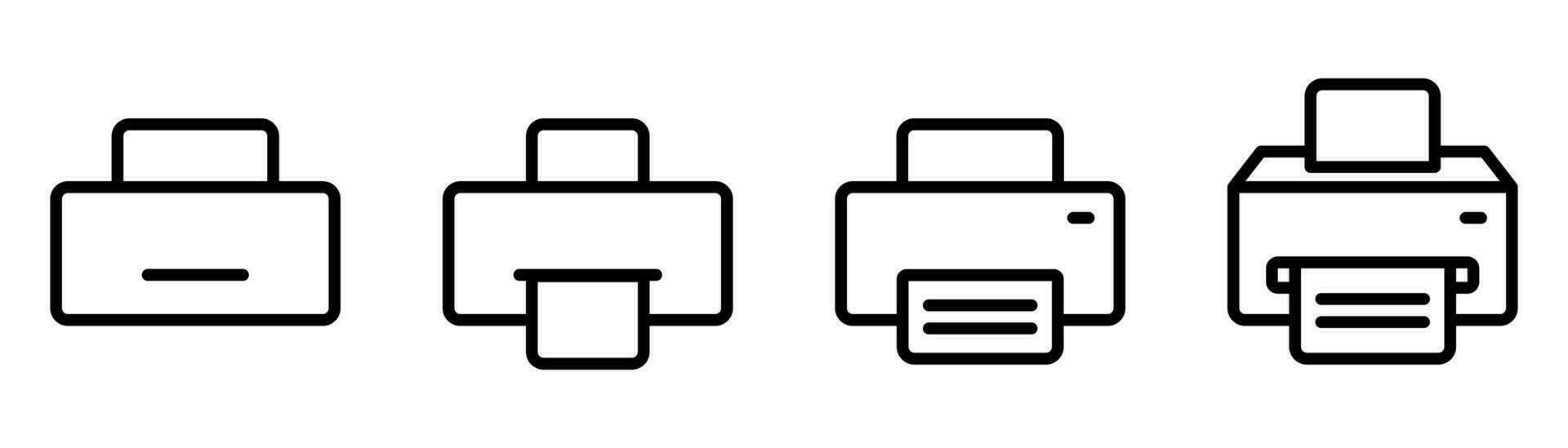 printer icoon set. afdrukken symbool in schets. lineair printer icoon set. fax machine met papier. voorraad vector illustratie