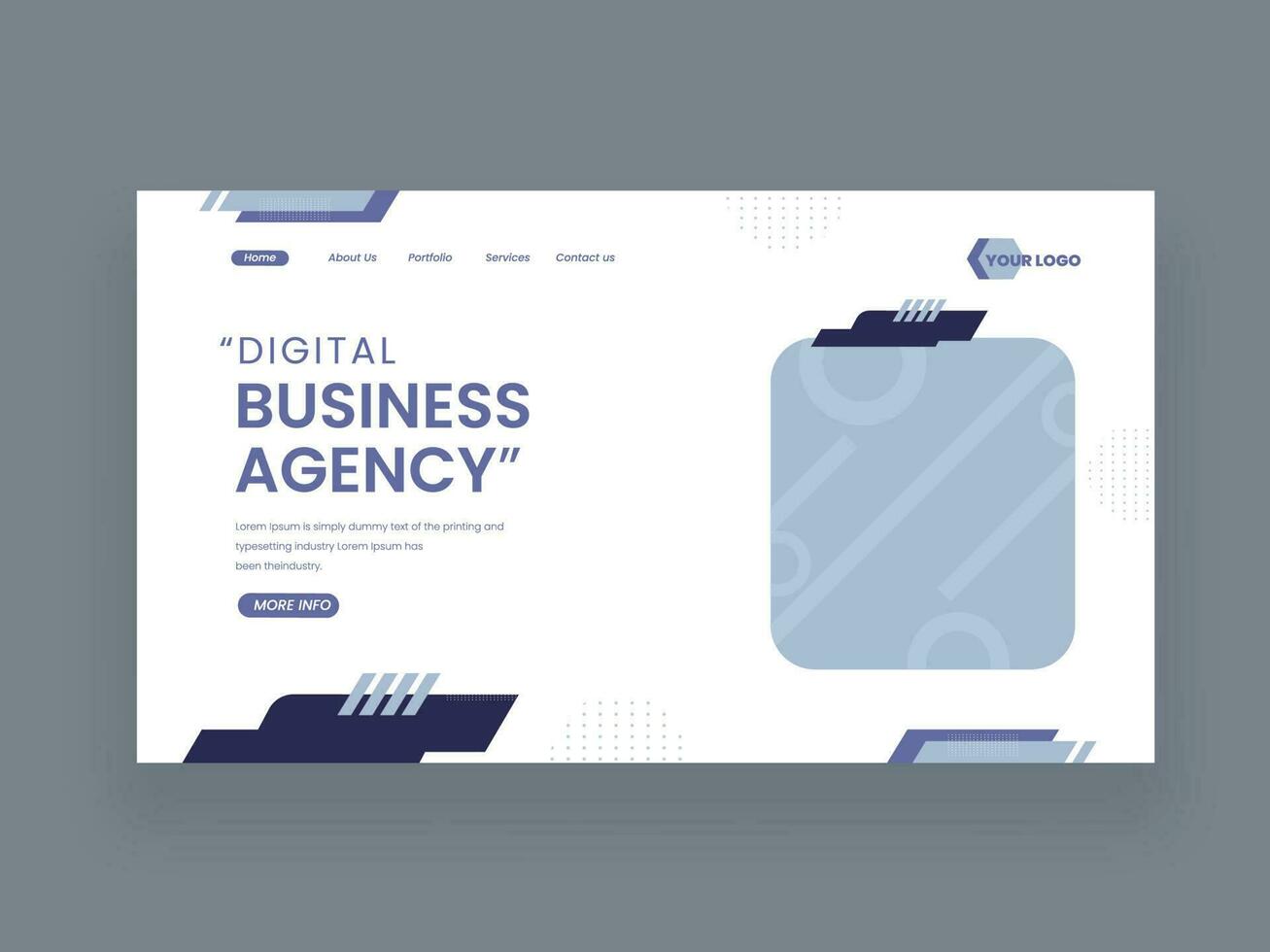 digitaal bedrijf agentschap concept gebaseerd landen bladzijde ontwerp in wit en blauw kleur met kopiëren ruimte. vector