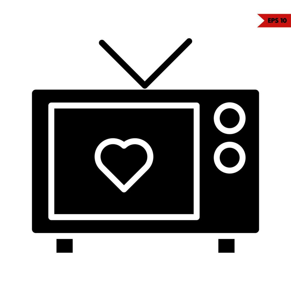 liefde in televisie glyph icoon vector