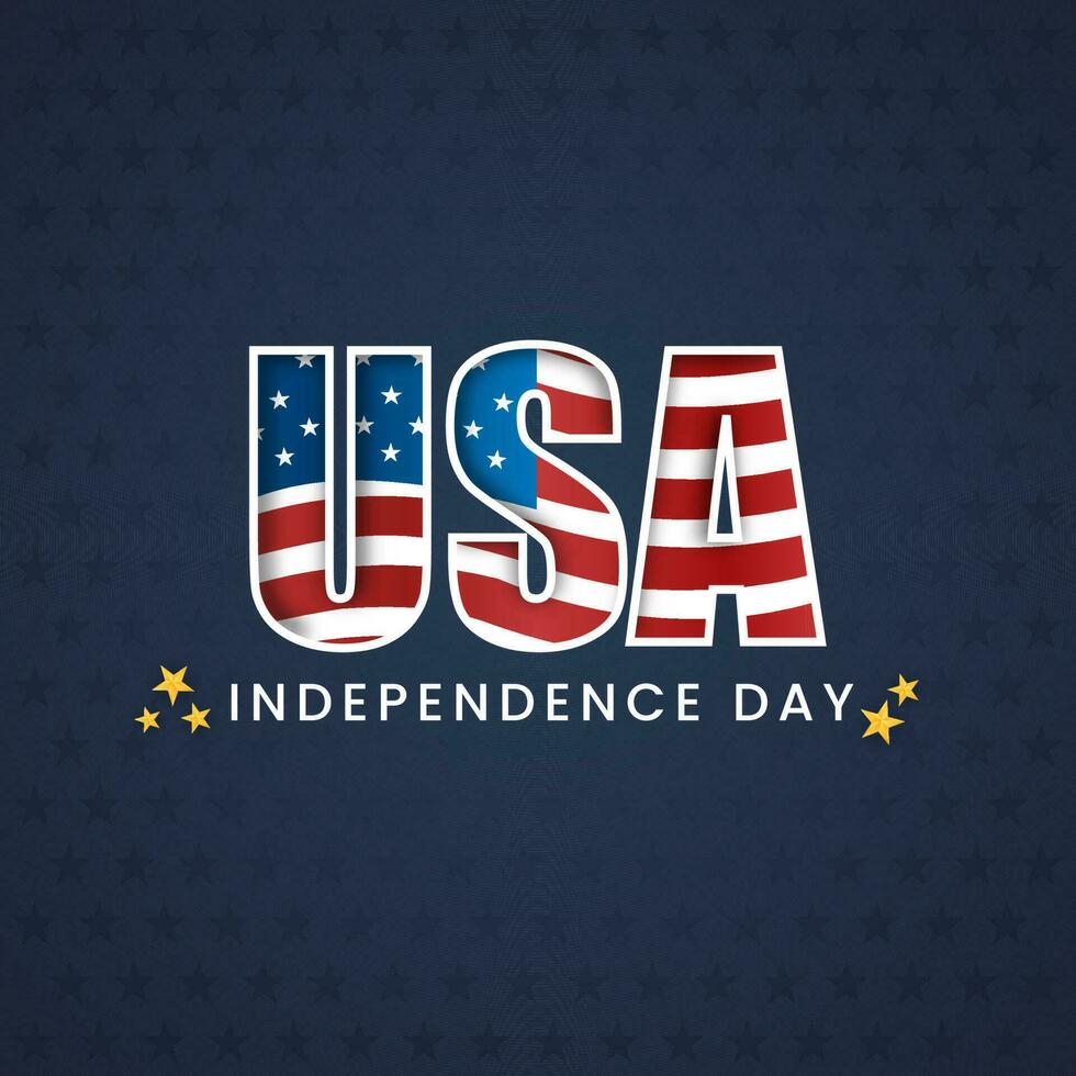Amerikaans vlag Verenigde Staten van Amerika doopvont Aan blauw ster patroon achtergrond voor gelukkig onafhankelijkheid dag. vector