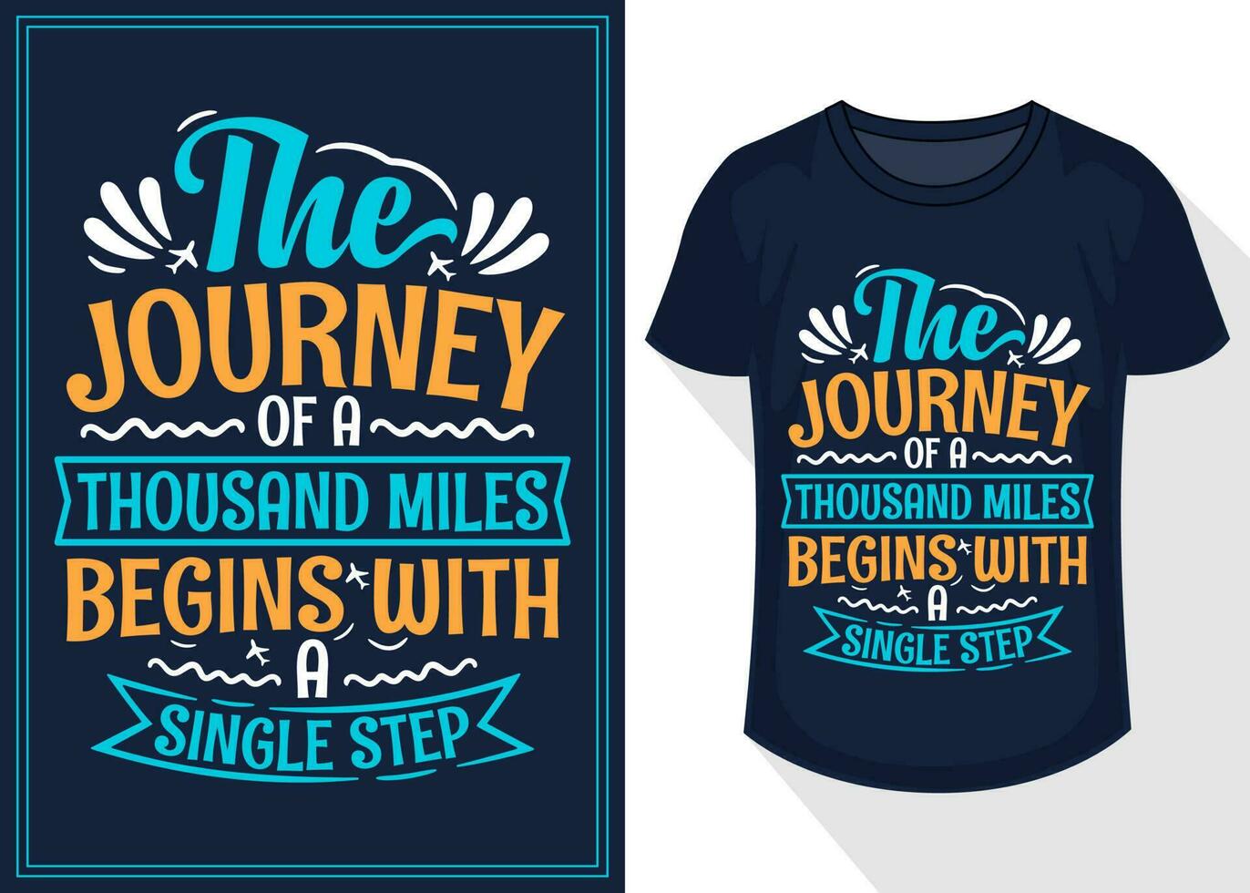 de reis van een duizend mijl begint met een single stap citaten typografie belettering voor t overhemd ontwerp. reizen t-shirt ontwerp vector