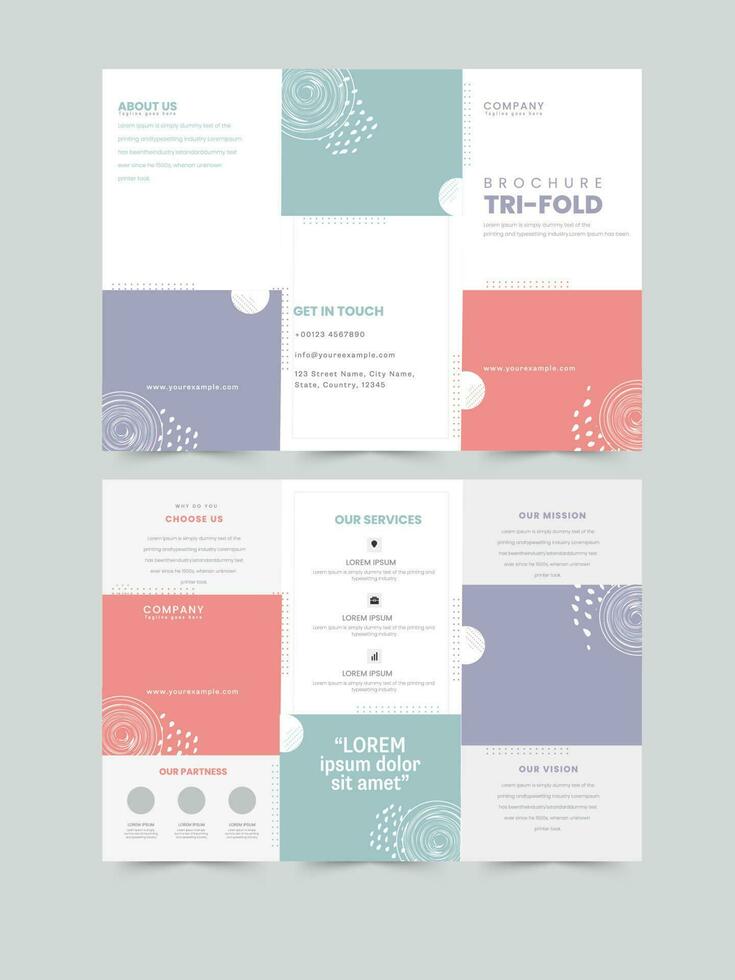drievoud brochure sjabloon ontwerp in voorkant en terug presentatie voor bedrijf. vector