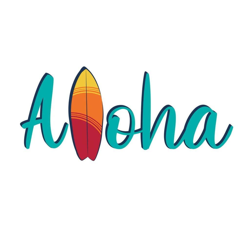 hawaiiaans vector illustratie met aloha belettering geïnspireerd door surfing geïsoleerd