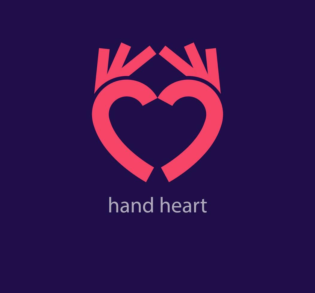 creatief hart vorm hand- logo ontwerp. uniek Gezondheid teken logo sjabloon. vector