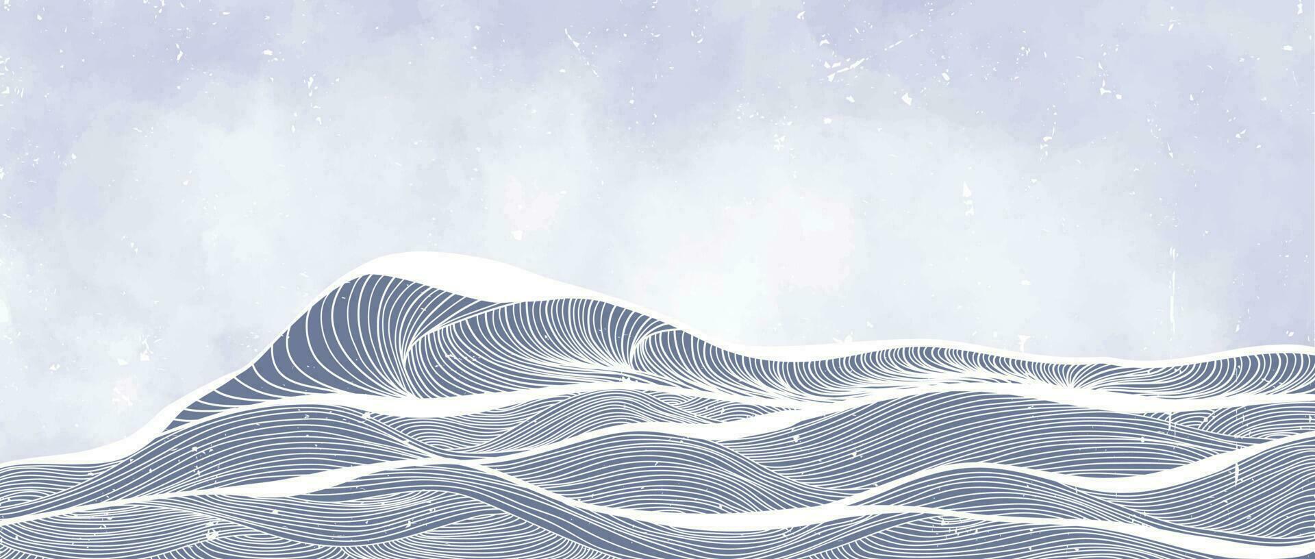 oceaan Golf landschap. creatief minimalistische modern verf en lijn kunst afdrukken. abstract hedendaags esthetisch achtergronden landschappen. met oceaan, zee, horizon, Golf. vector illustraties