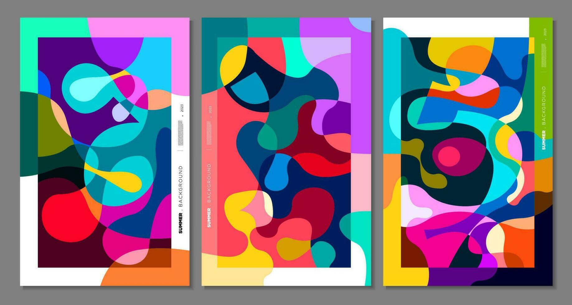 vector kleurrijk abstract vloeistof, vloeistof, en doodles kunst achtergrond voor zomer 2023