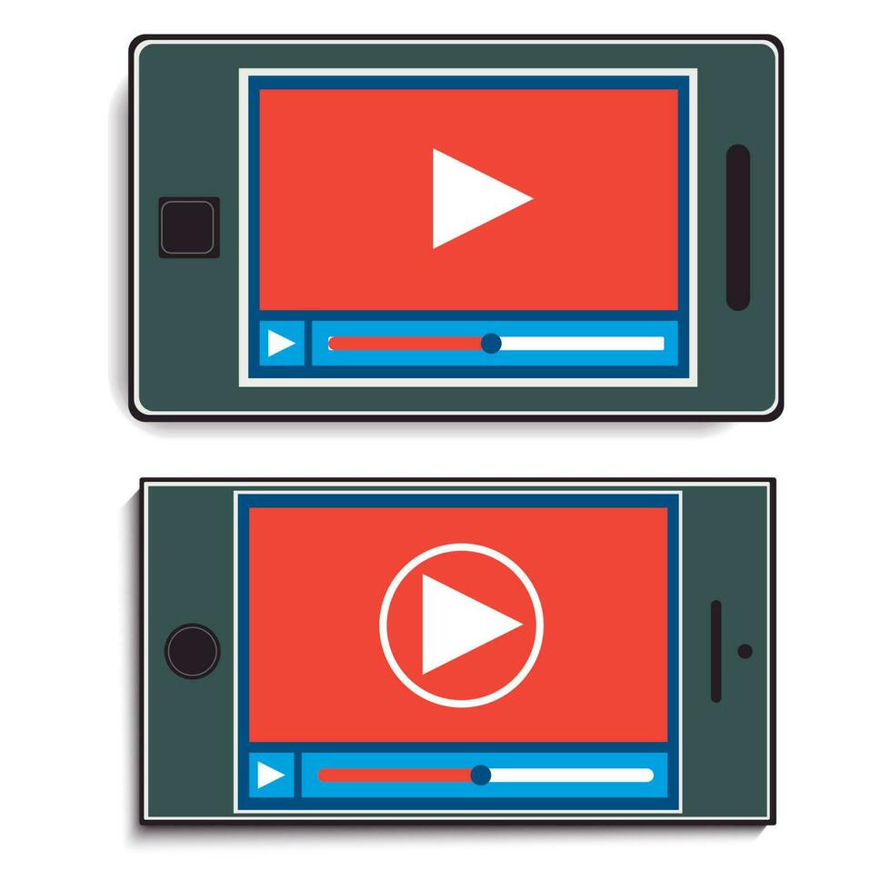 twee mobiel telefoons met aan het kijken een video. vector illustratie