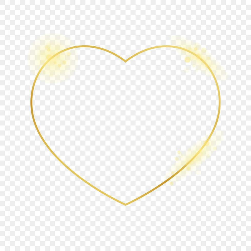 goud gloeiend hart vorm kader vector
