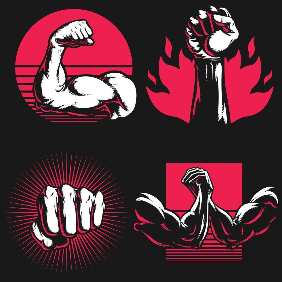 silhouet fitness arm sportschool bodybuilding hand stencil logo tekenen vector