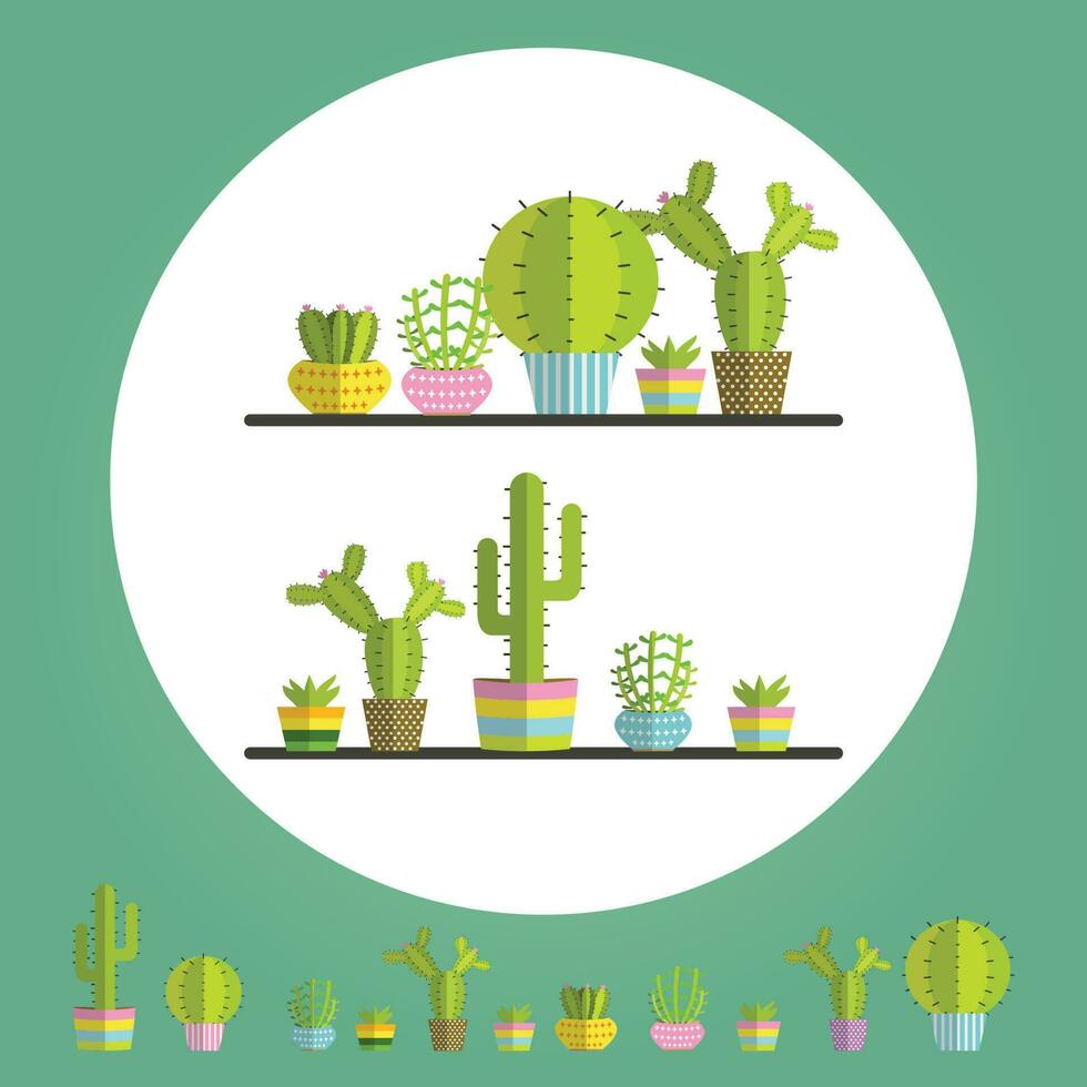 een sappig planten en cactus vector