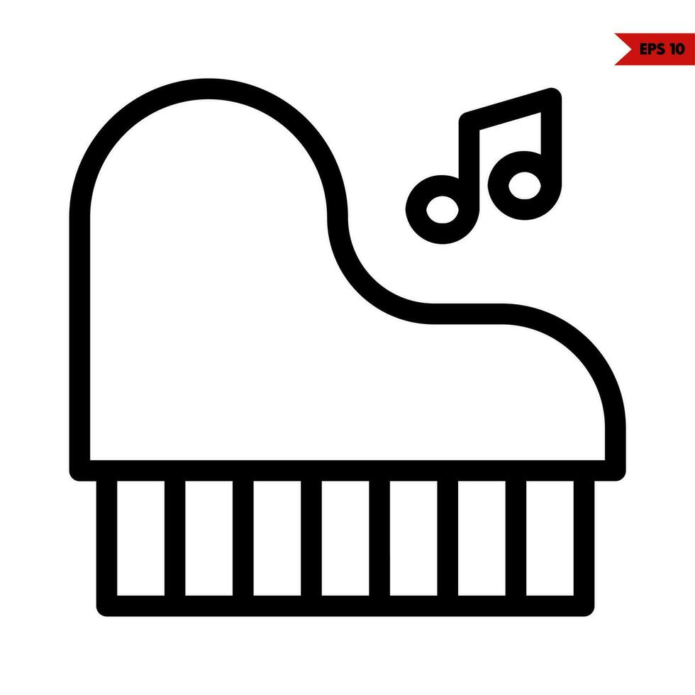 muziek- met piano muziek- instrument lijn icoon vector