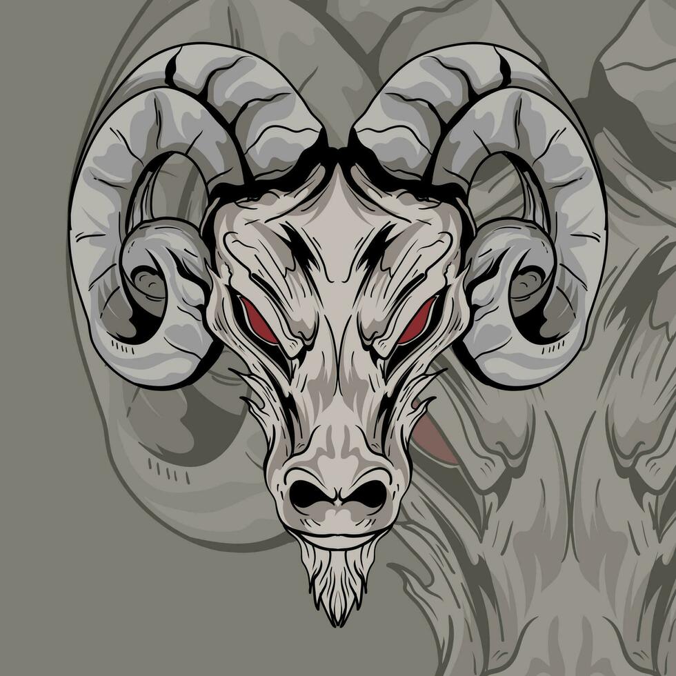 de symbool van satanisme baphomet geit schedel demon geit hoofd hand- getrokken afdrukken of zwartwerk flash tatoeëren kunst ontwerp in gravure techniek vector