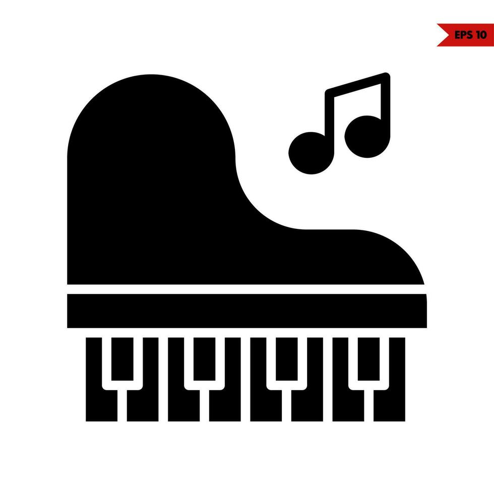 piano musical instrument met muziek- symbool glyph icoon vector