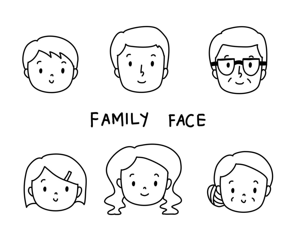 gezicht, gelaats uitdrukking glimlachen gezicht familie vector