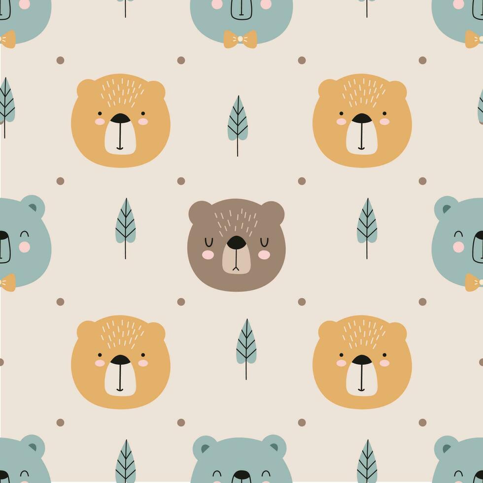kinderachtig naadloos patroon met beren. naadloos patroon met bears Scandinavisch stijl. Scandinavisch dieren voor t-shirt afdrukken. vector illustratie