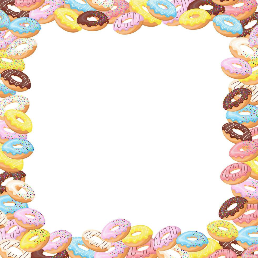 kleurrijk geglazuurd donut kaart. voor menu ontwerp, cafe decoratie, levering doos. vector illustratie in vlak stijl