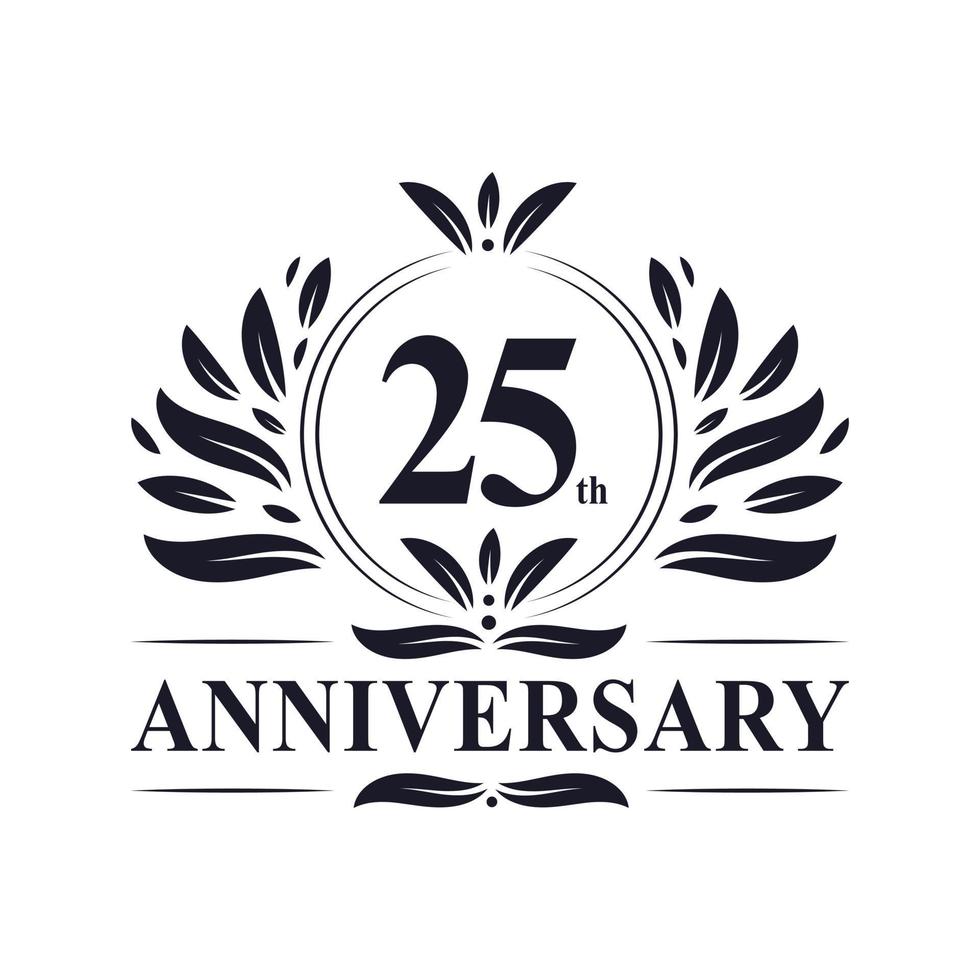 25-jarig jubileum, luxe 25 jaar jubileum logo ontwerp. vector