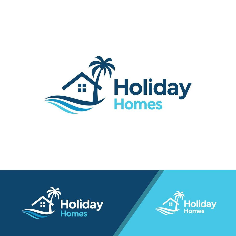 vakantie strand huis logo vector