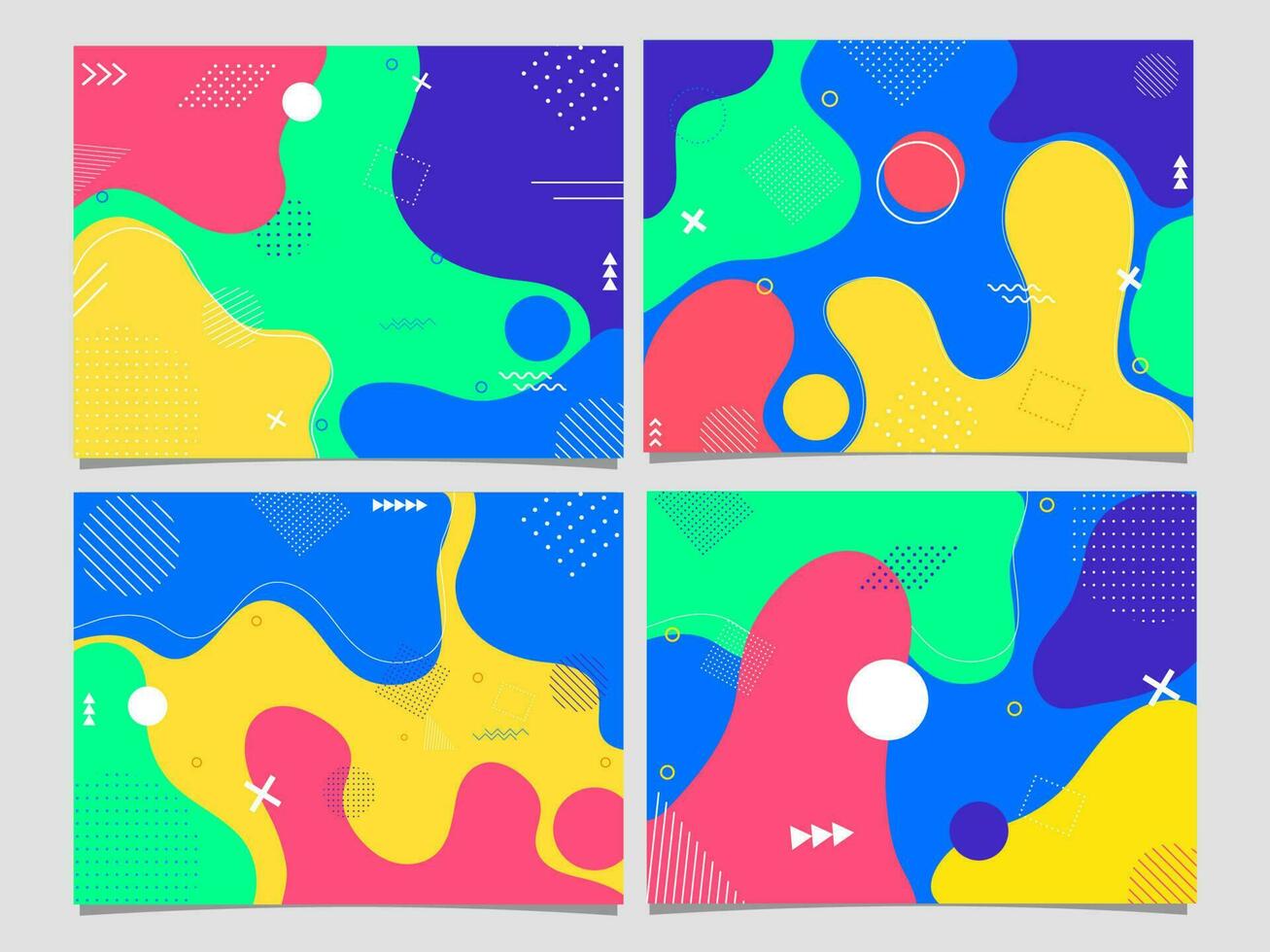 reeks van poster of sjabloon, folder ontwerp met kleurrijk abstract vloeistof kunst achtergrond. vector