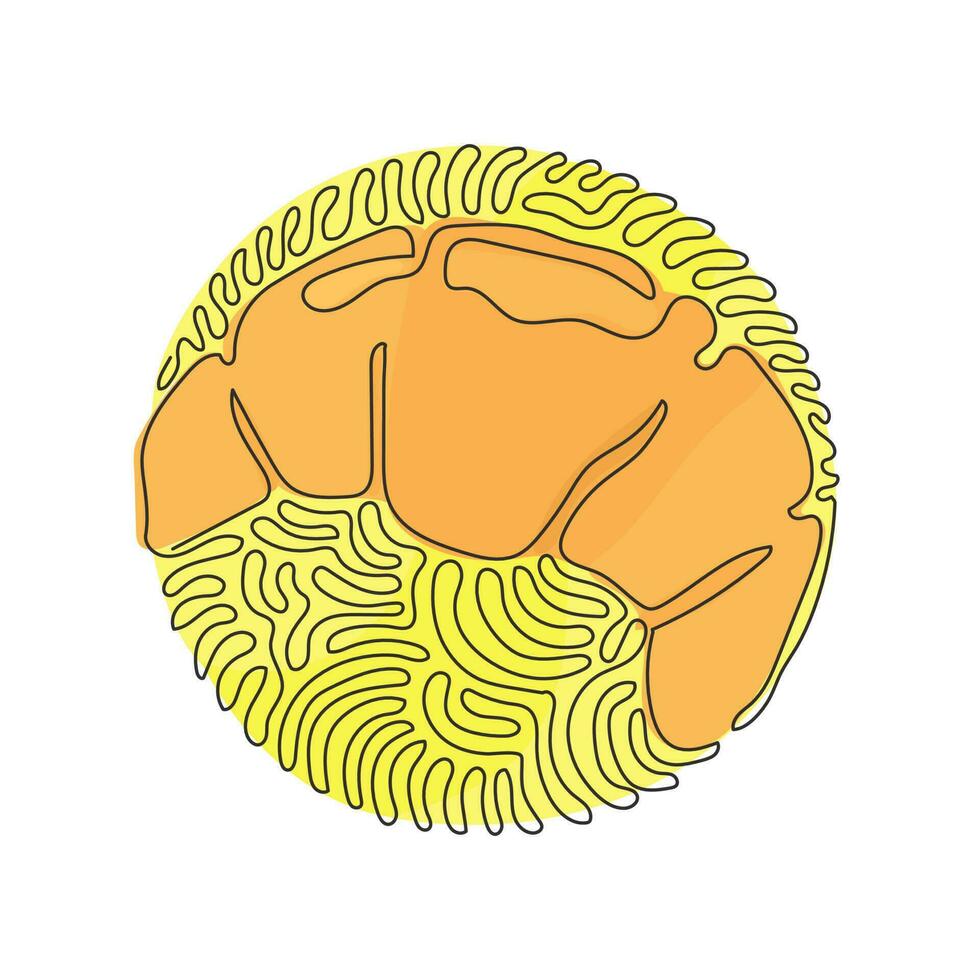 enkele een lijntekening croissant en zoete broodjes. bakkerij franse croissant voor het ontbijt in de ochtend. swirl curl cirkel achtergrondstijl. moderne doorlopende lijn tekenen ontwerp grafische vectorillustratie vector