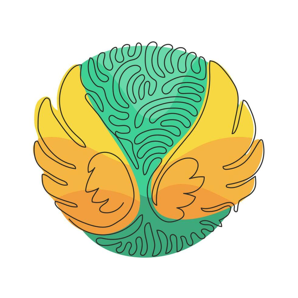 enkele een lijntekening schattig engel vleugels vakantie romantische decoratie logo vector afbeelding. swirl curl cirkel achtergrondstijl. moderne doorlopende lijn tekenen ontwerp grafische vectorillustratie