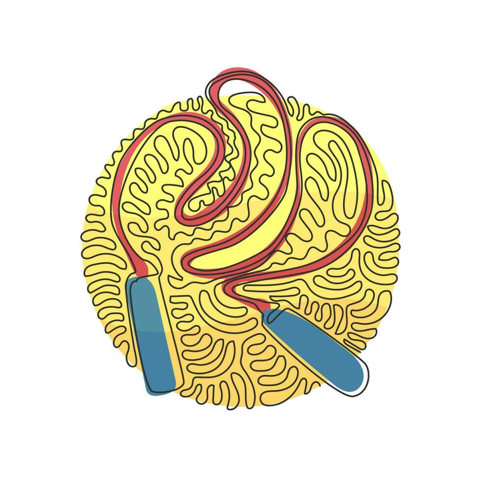 enkele doorlopende lijntekening springtouw of springtouw. accessoires voor sport, fitness, cardio, vechtsport en boksen. swirl curl cirkel achtergrondstijl. dynamische één lijn tekenen grafisch ontwerp vector